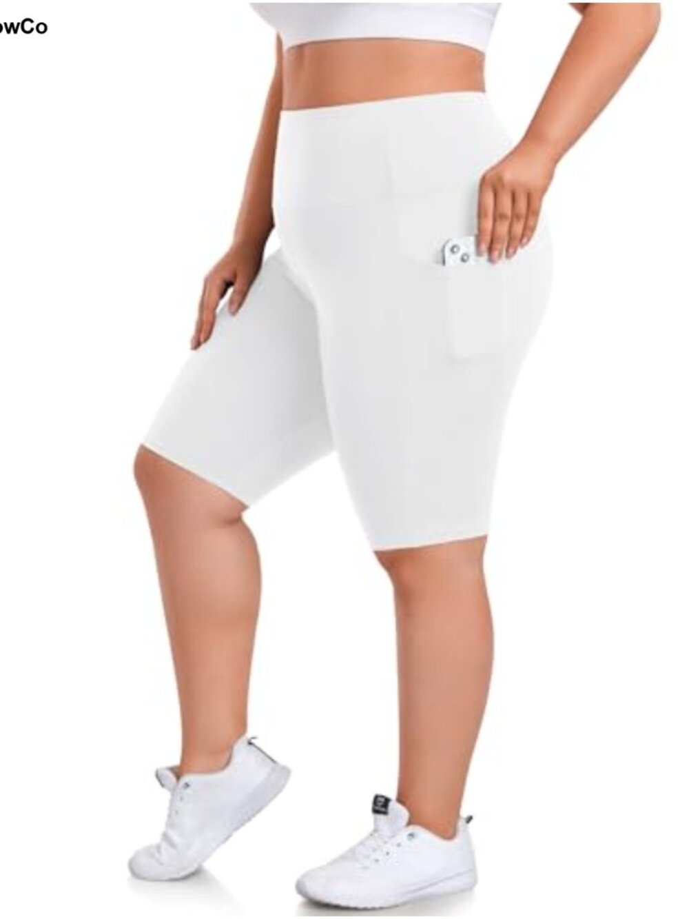 Plus Size Biker Shorts with Pockets, High Waist, 92% Polyester 8% Spandex